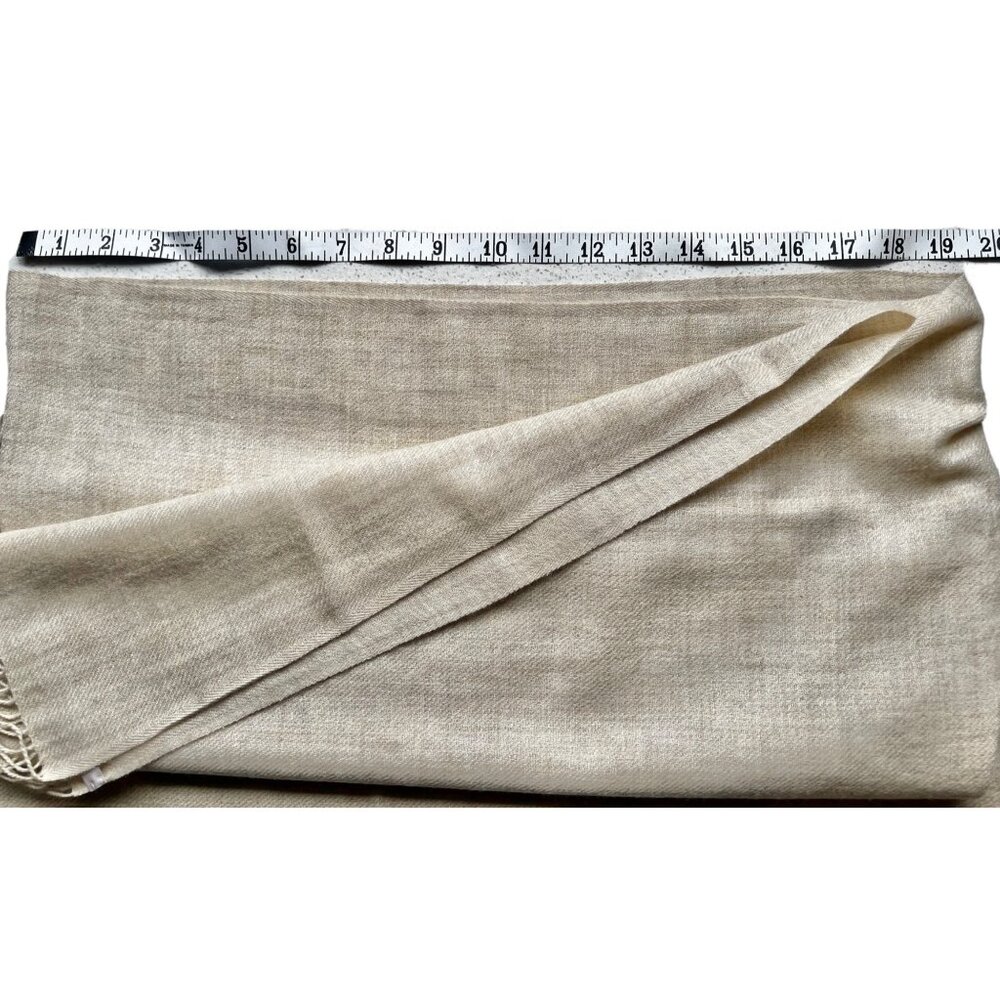 Nordstroms Soft Beige Cashmere Scarf With Fringe Edges - Picture 6 of 8